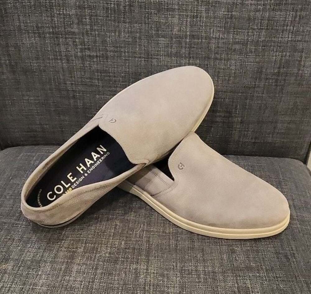 Cole Haan Grand Ambition Leather Slip-On Loafers Grey C39556